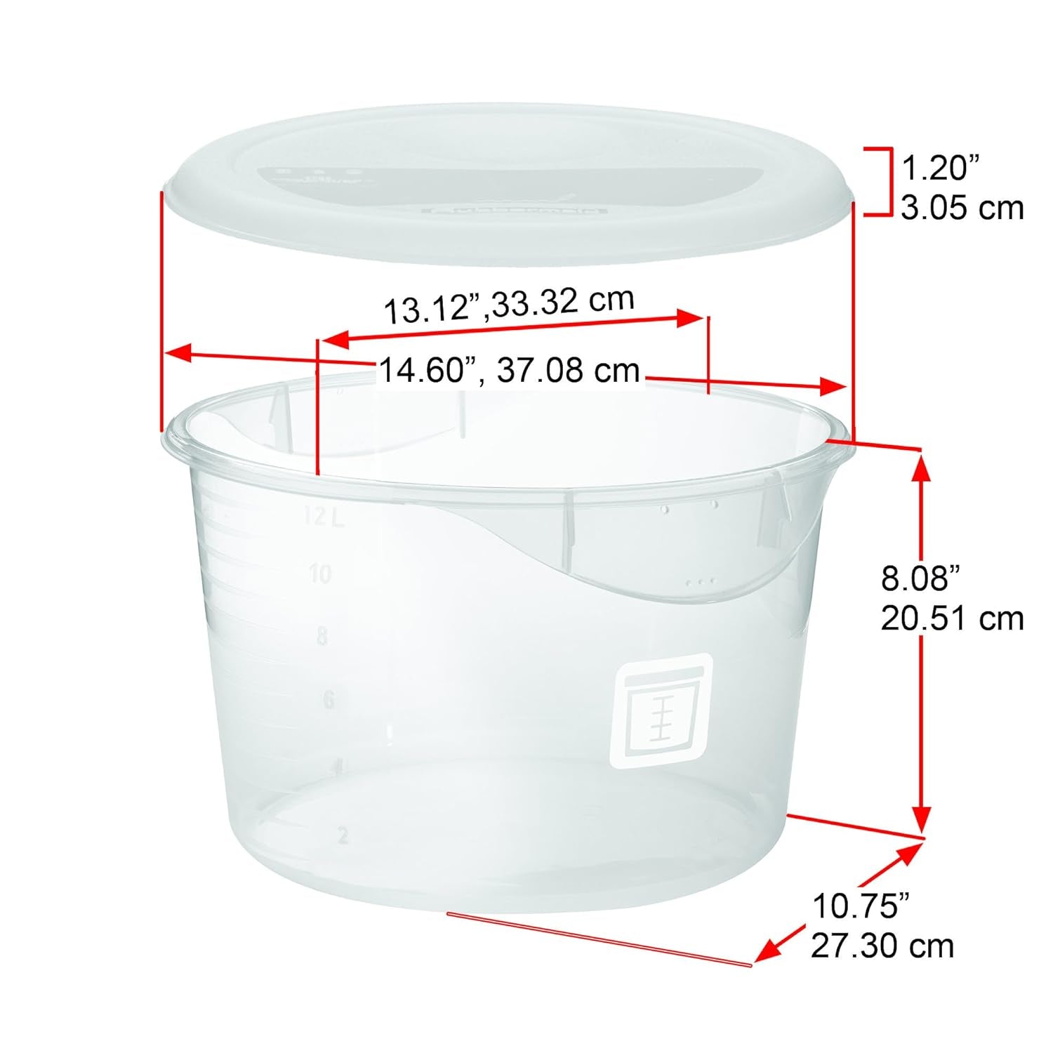 Coperchio per contenitori per alimenti, rotondo, rosso, 11,4 L Naty Shop contenitori per alimenti