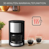 Macchina per caffè espresso Krups KM3210 Pro Aroma Plus, 10 tazze, 1,25 L, Mantieni caldo per 30 minuti, Finestra livello acqua visibile, Sistema antigoccia, Nero con applicazioni in acciaio inossidabile
