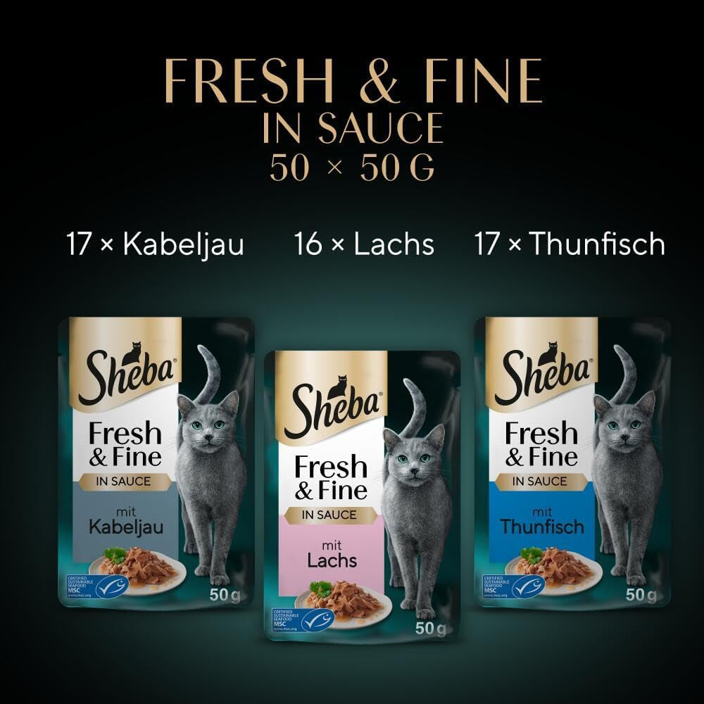 Sheba CATCARE Busta Wet Fresh & FINE (Pesce) Pezzi in salsa Adulto 50g Multipack Standard