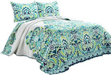 Lush Decor Trapunta Clara, cotone, turchese e mandarino, Piumini e trapunte Full/Queen Naty Shop Blu/verde King size