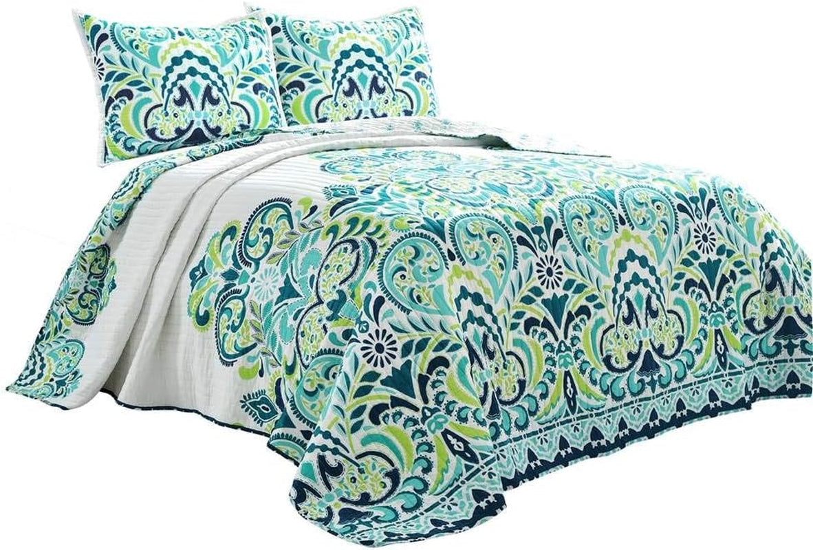 Lush Decor Trapunta Clara, cotone, turchese e mandarino, Piumini e trapunte Full/Queen Naty Shop Blu/verde King size