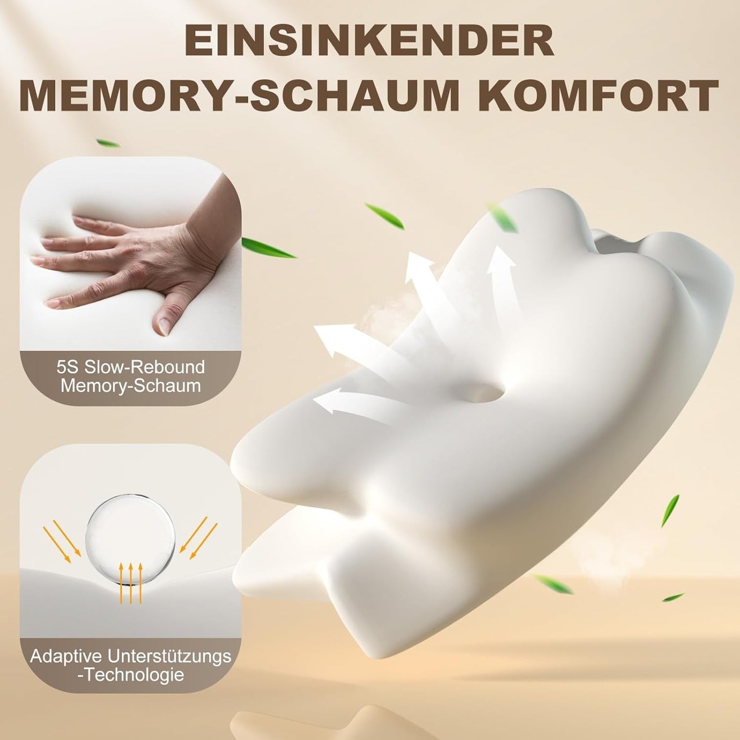 Cuscino ergonomico per chi dorme sul fianco - Cuscino per il collo Cuscino di supporto per dolori al collo e alle spalle Cuscino ortopedico per il collo in memory foam per pancia, schiena e chi dorme sul fianco con supporto per il collo Cuscini ortopedici cervicali Naty Shop