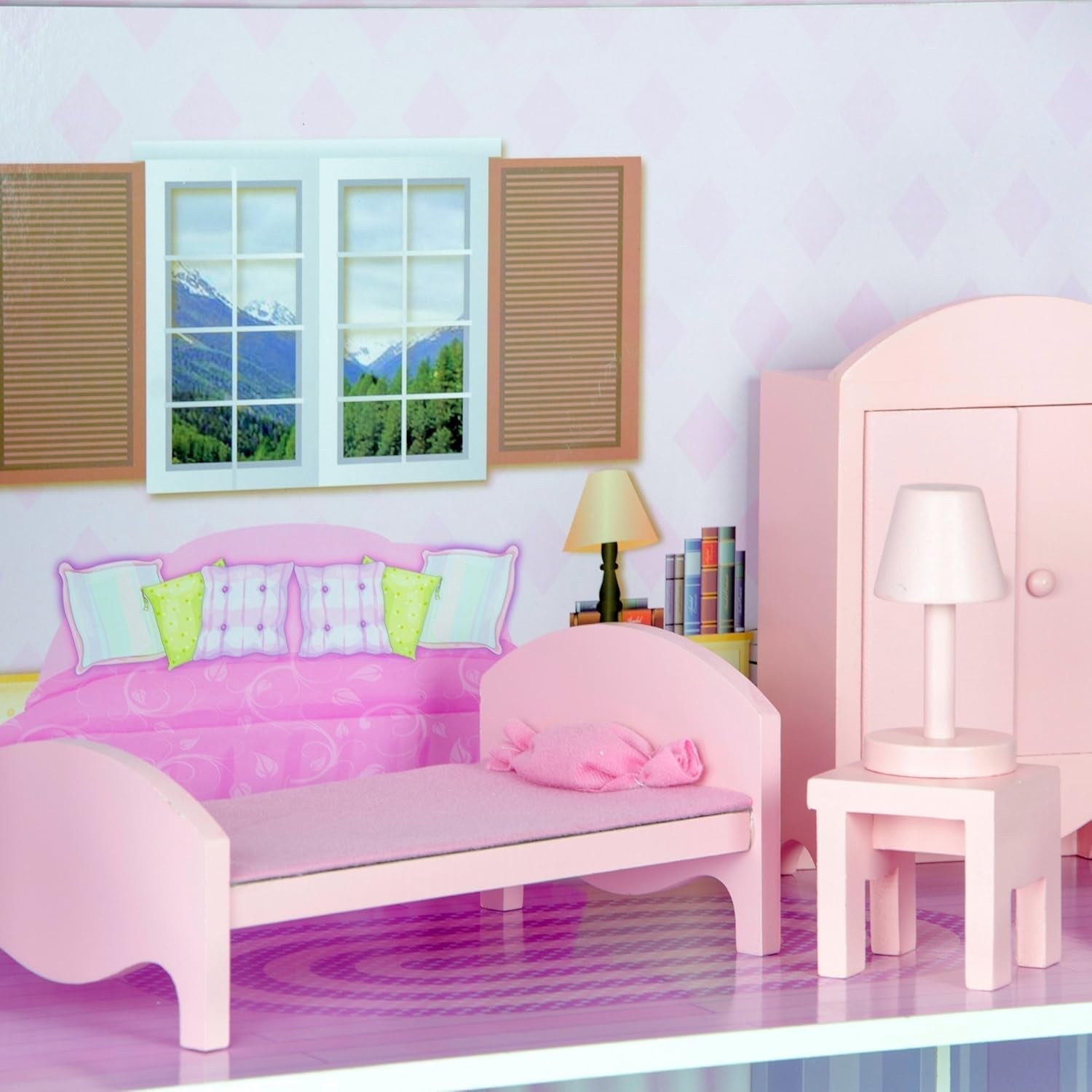 Casa delle bambole gigante Small World di Olivia, grande casa delle bambole in legno con mobili e accessori, casa delle bambole a 3 piani per bambini, casa delle bambole per bambole da 12 pollici, 3 anni + Naty Shop Dollhouses