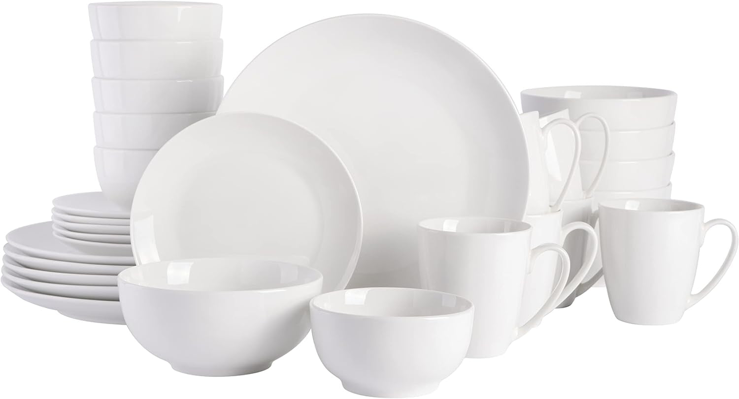 Zen Buffet Servizio Piatti in Porcellana, Servizio per 6 (30 Pezzi), Bianco (Tazze)