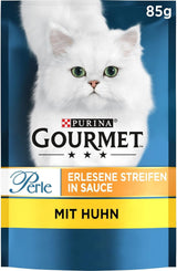 Gourmet Perle Select Strips Cibo umido per gatti con pollo, confezione da 26 (26 x 85 g)
