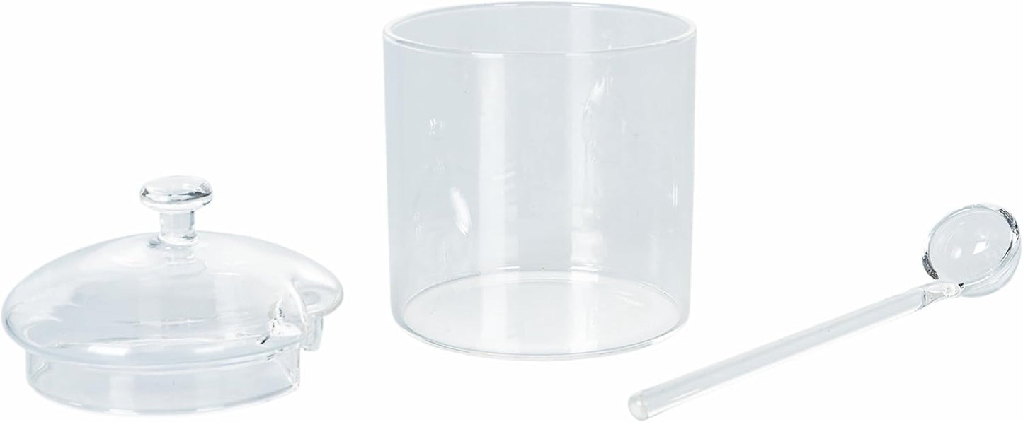 Barattolo in vetro borosilicato trasparente da 300 ml con coperchio e cucchiaino Good Morning