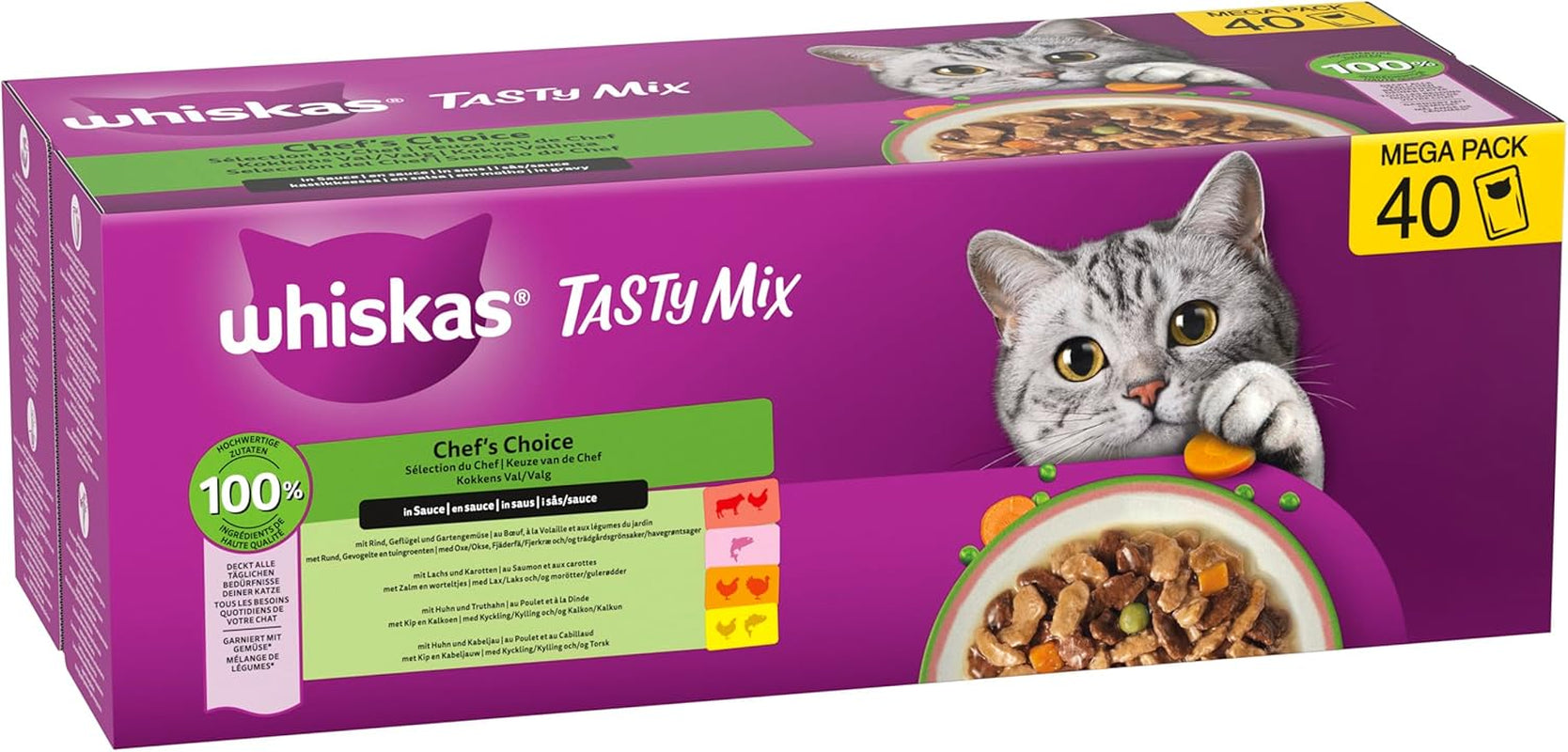 WHISKAS TASTY MIX Nassfutter in salsa per gatti 40 x 85g Scelta dello chef