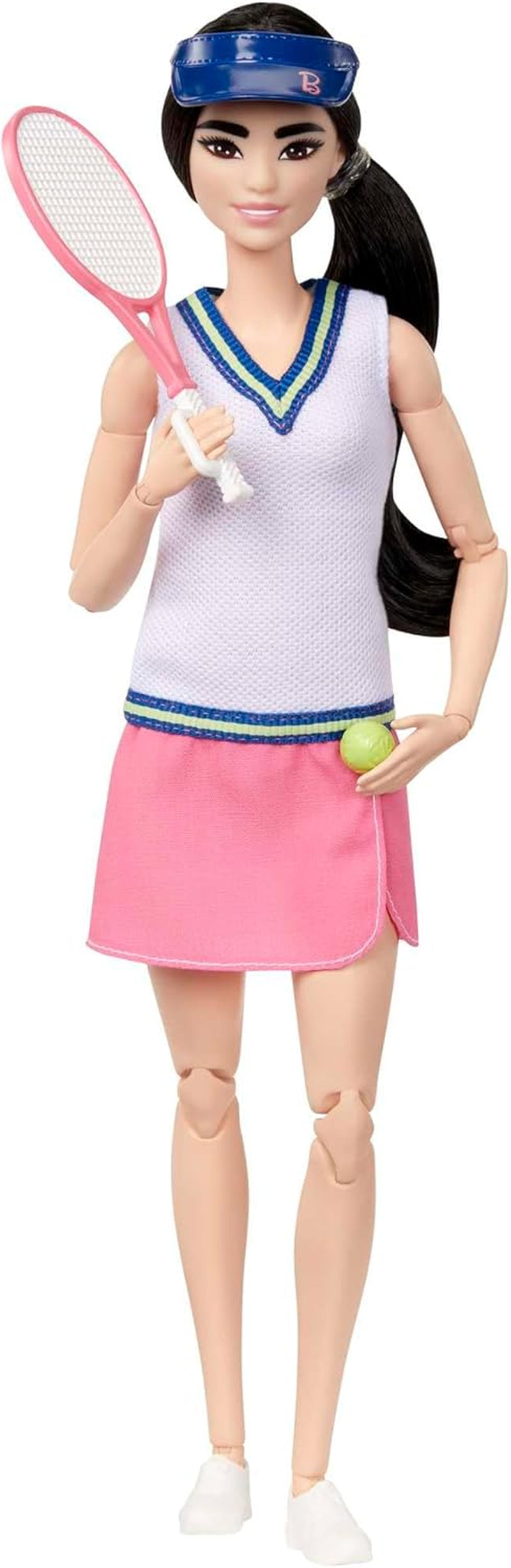 Bambola Barbie Made to Move - Giocatrice di tennis con racchetta e palla - Bambola con 22 snodi per un gioco realistico, Appassionati di tennis e bambini dai 3 anni in su, HKT73