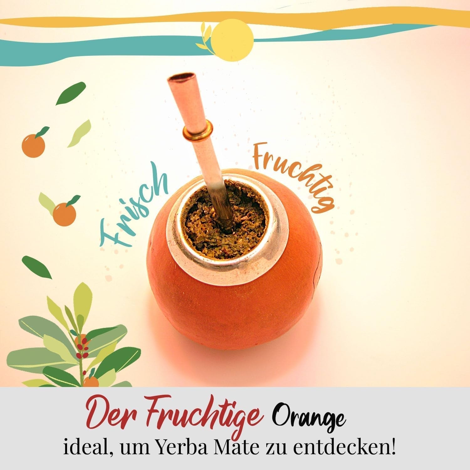ORIGEENS BIO YERBA MATE alle arance 200 G - Tè fruttato I Tè Yerba Mate biologico non tostato, senza gambi e polvere I Bevanda energizzante e disintossicante
