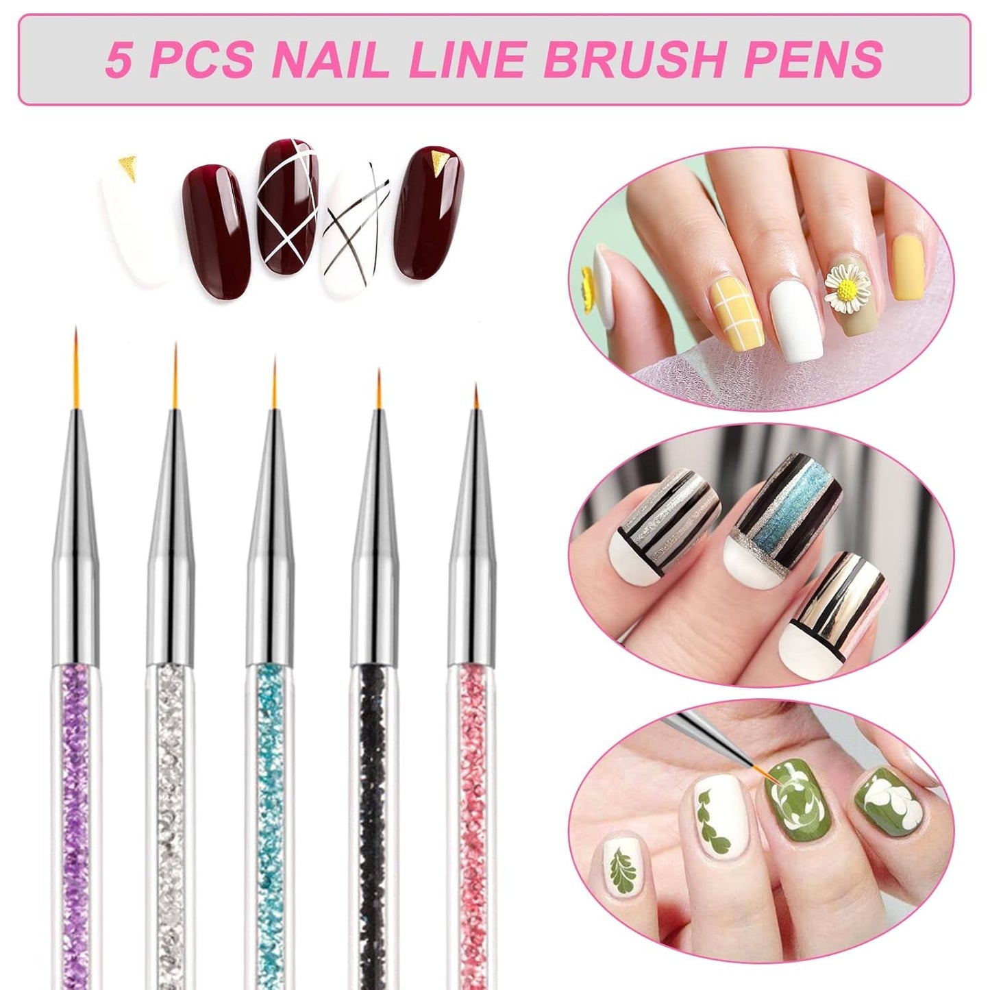 Pinsel per nail art Sularpek, 5 Stück Nageldesign Pinsel, Strumenti per punteggiare Nail Art, Pinsel per nail art, Zum Herstellen Von Nagellack, Punktieren, Feinmalerei, DIY