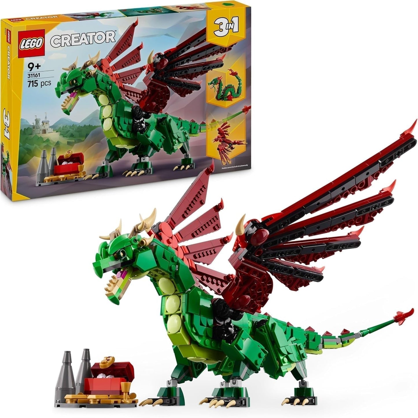 LEGO Creator 3In1 Drago Verde - Giocattolo - Si trasforma in serpente marino o fenice - Animale giocattolo da costruire per bambini - Regalo per ragazzi e ragazze da 9 anni 31161 Set da costruzione Besuche den LEGO-Store Titolo predefinito