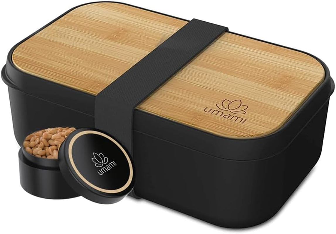 Portapranzo Umami per adulti, Bento Box impilabile a tenuta stagna con 4 posate e scomparti, Portapranzo per adulti, Contenitore per insalata da asporto, Portapranzo da picnic/ufficio, Grigio antracite, 1500 ml