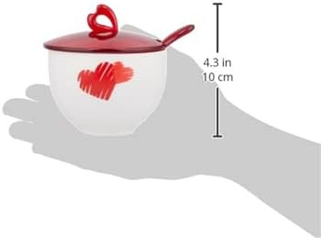 Guzzini - Love, zuccheriera con cucchiaino - rosso trasparente, 12,6 x 12,6 x h9,8 cm | 200cc-11470065