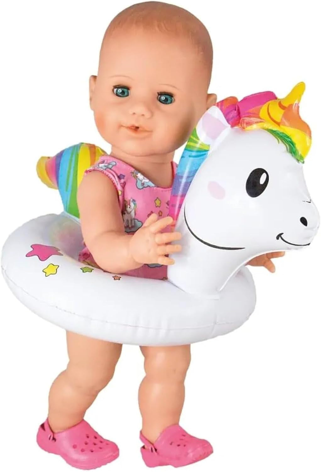 Heless 6601 - Anello da Nuoto con Unicorno Henri per Bambole, Misura 28-35 cm, per Divertimento in Piscina, Lago e Vasca da Bagno