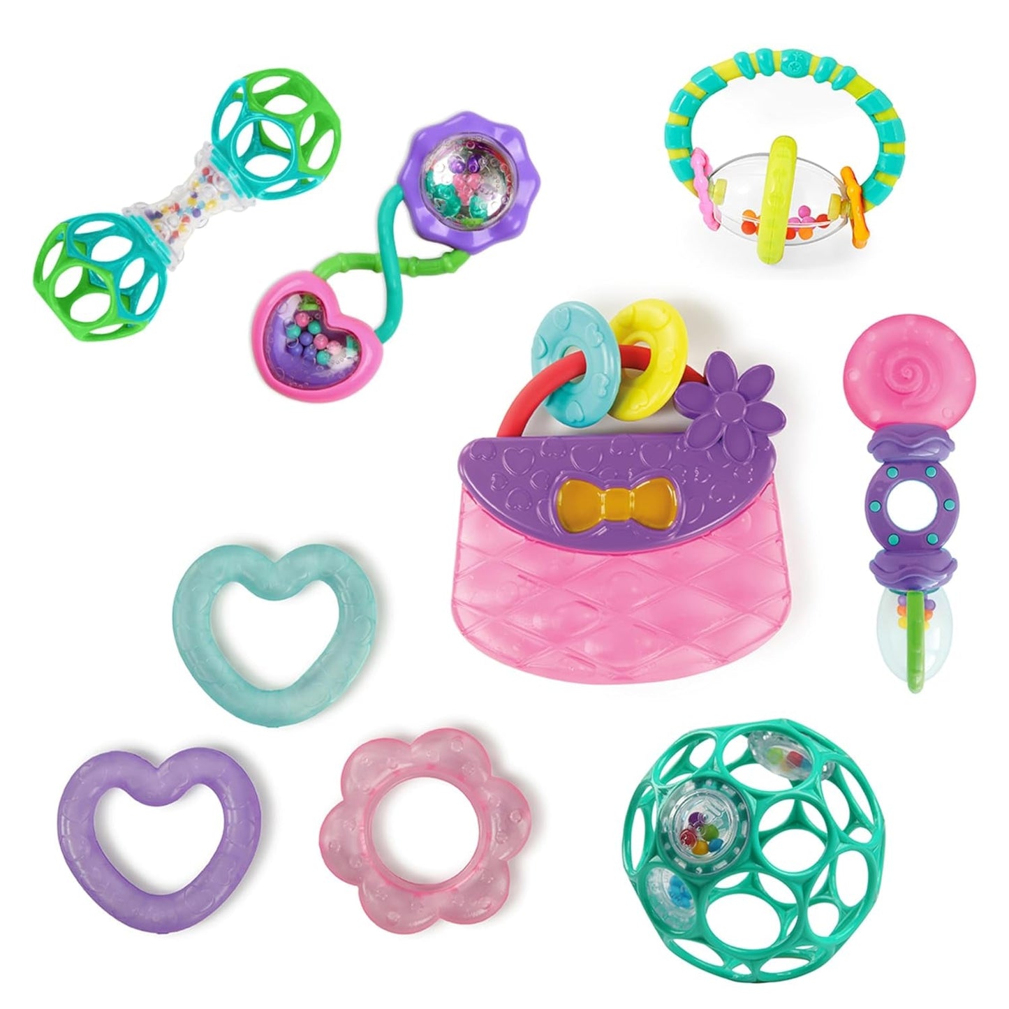 Bright Starts Little Shakers Set regalo da 6 pezzi - Sonagli e dentini per bambini Senza BPA Facile da catturare Unisex Neonato+