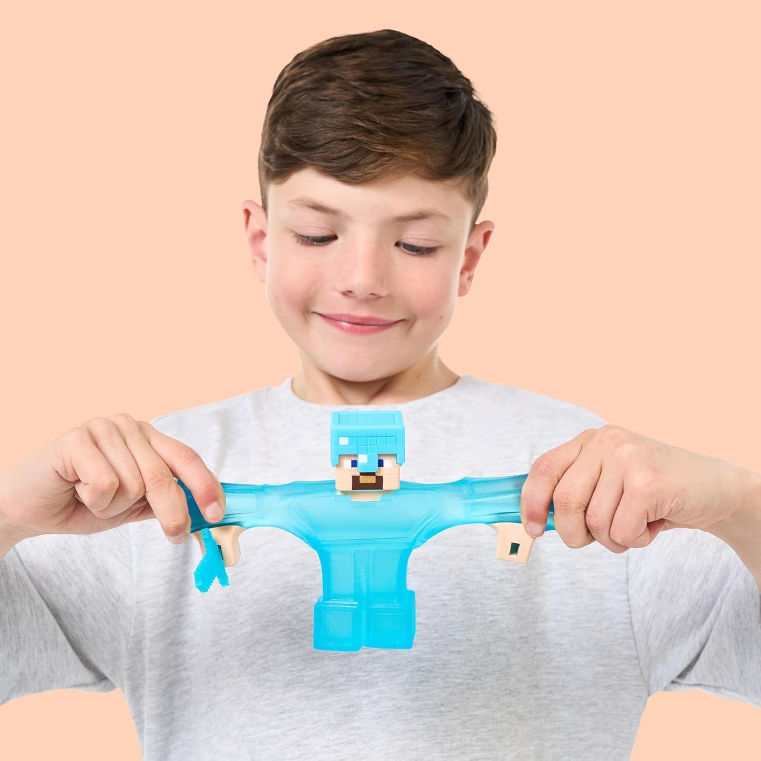 Heroes of Goo Jit Zu - Personaggio Minecraft espandibile - Steve con armatura di diamanti e spada, materiale di riempimento Goo super elastico con elemento di diamante nascosto all'interno, si espande fino a 3x action figure Naty Shop