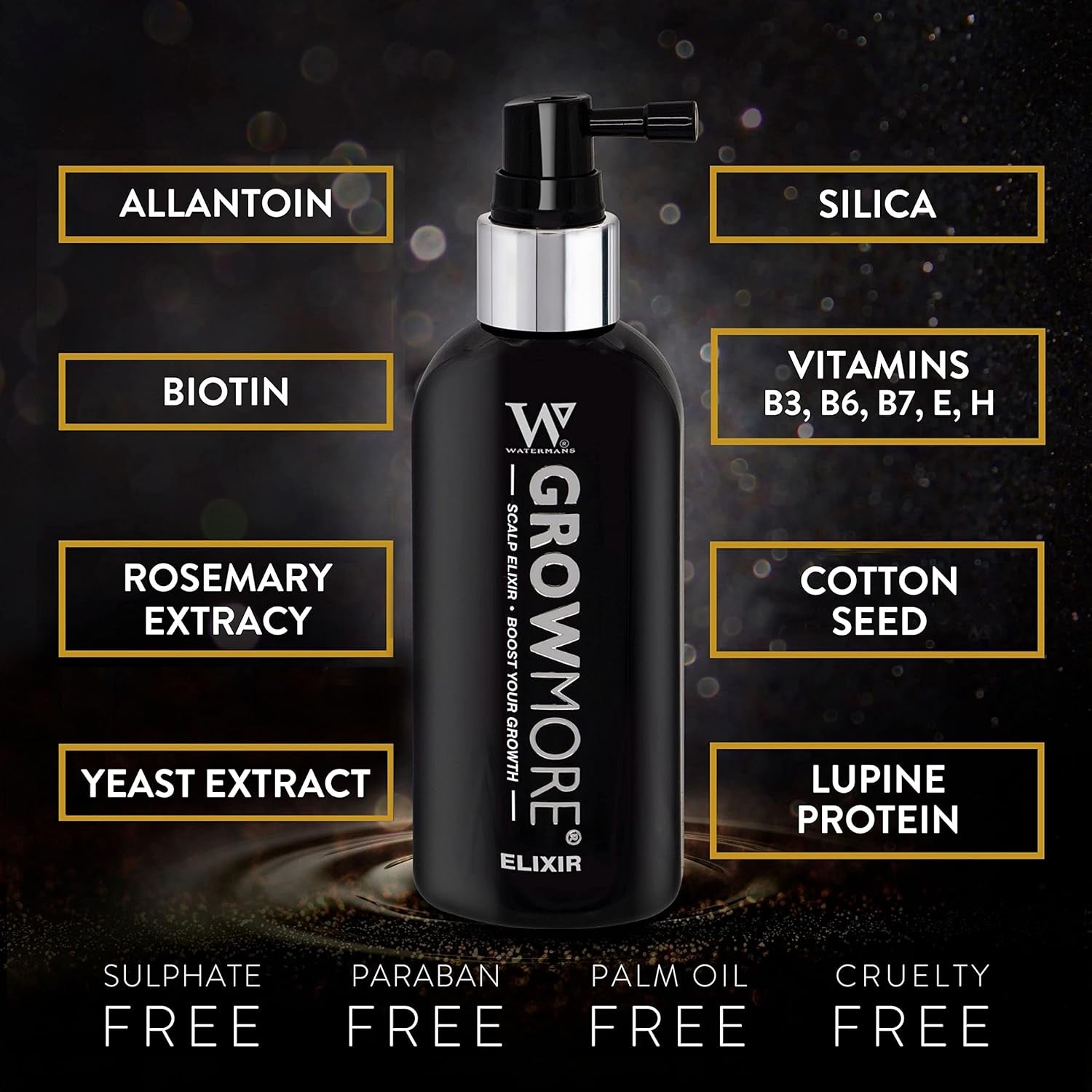Watermans Grow More Elixir Siero per la crescita dei capelli - Rafforza le radici dei capelli - Promuove la crescita dei capelli - Per donne e uomini Cura dei capelli Naty Shop