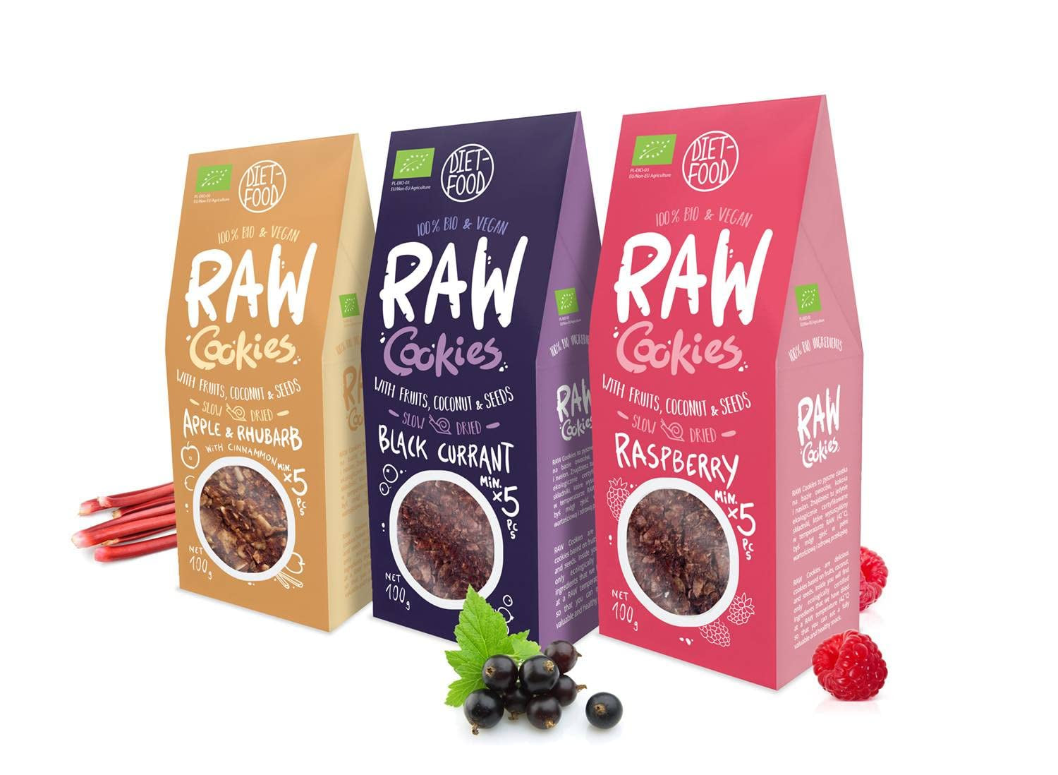 DIET-FOOD RAW Biscotti biologici al ribes nero Snack salutare Deliziosi biscotti da ufficio Senza conservanti 100 g (1 confezione)