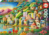 Educa - Puzzle 500 pezzi per adulti | Villaggio colorato in riva al lago Puzzle da 500 pezzi per adulti e bambini da 11 anni, puzzle paesaggistico, illustrazione (19552) Puzzle Naty Shop Titolo predefinito