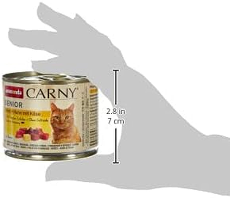 Animonda Carny Senior Cibo umido per gatti con manzo + pollo + formaggio (6 x 200 g), cibo umido senza cereali e senza zucchero per gatti dai 7 anni in su, con ingredienti freschi e carnosi