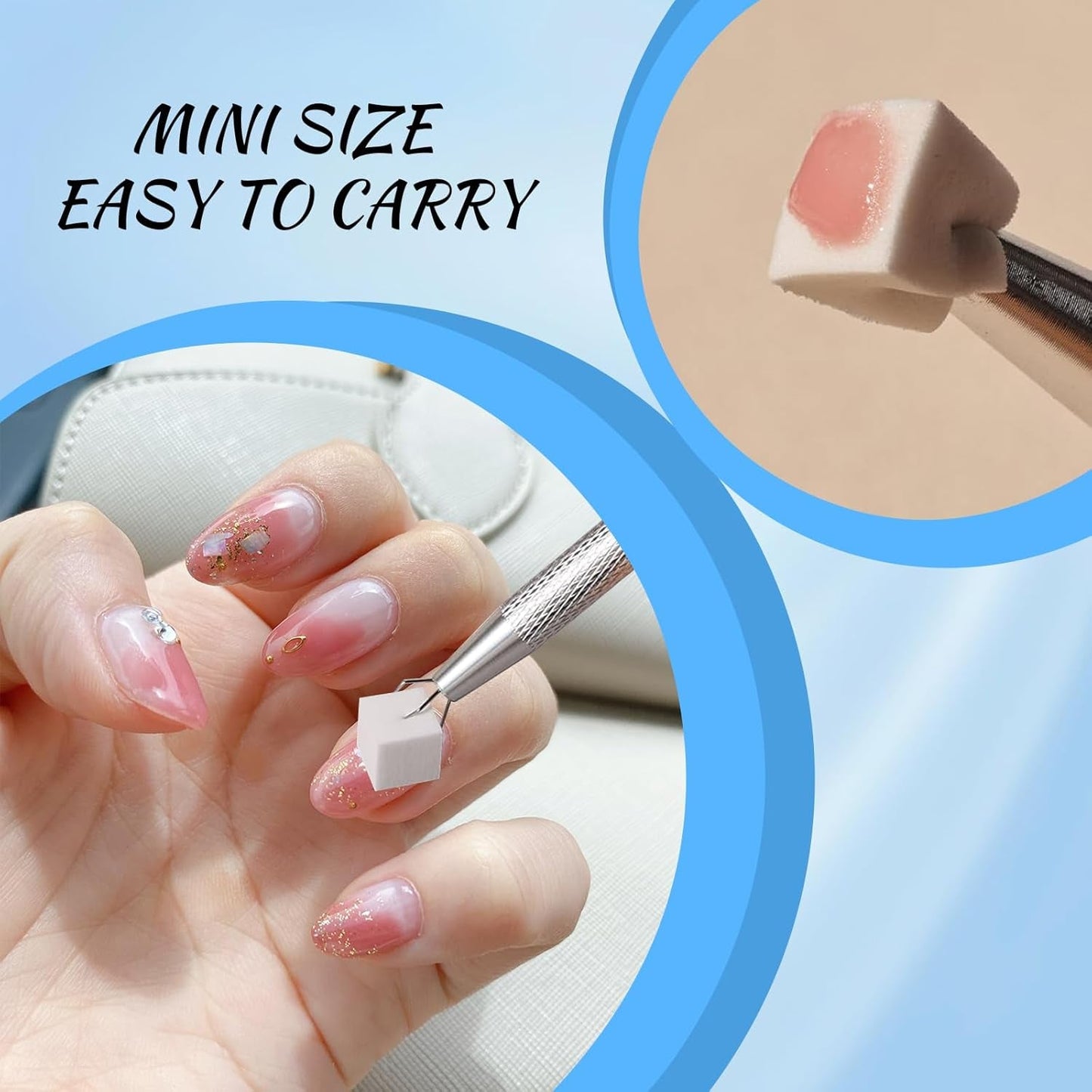 Eiito 100 Stück Weiche Nagelschwämme Für Ombre, Mit 2 Greifstift, Aura-Maniküre-Nailkunst-Werkzeuge (Argento + Oro)