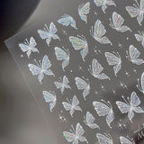 Aurora Muschel Schmetterling Nagelsticker Weiß Schmetterlinge Nail Sticker Gelee Relief Butterfly Nagelaufkleber Y2K Farfalle Nagel Sticker Nägel Nageldesign Nagel Zubehör Nail Art Stickers Nail art