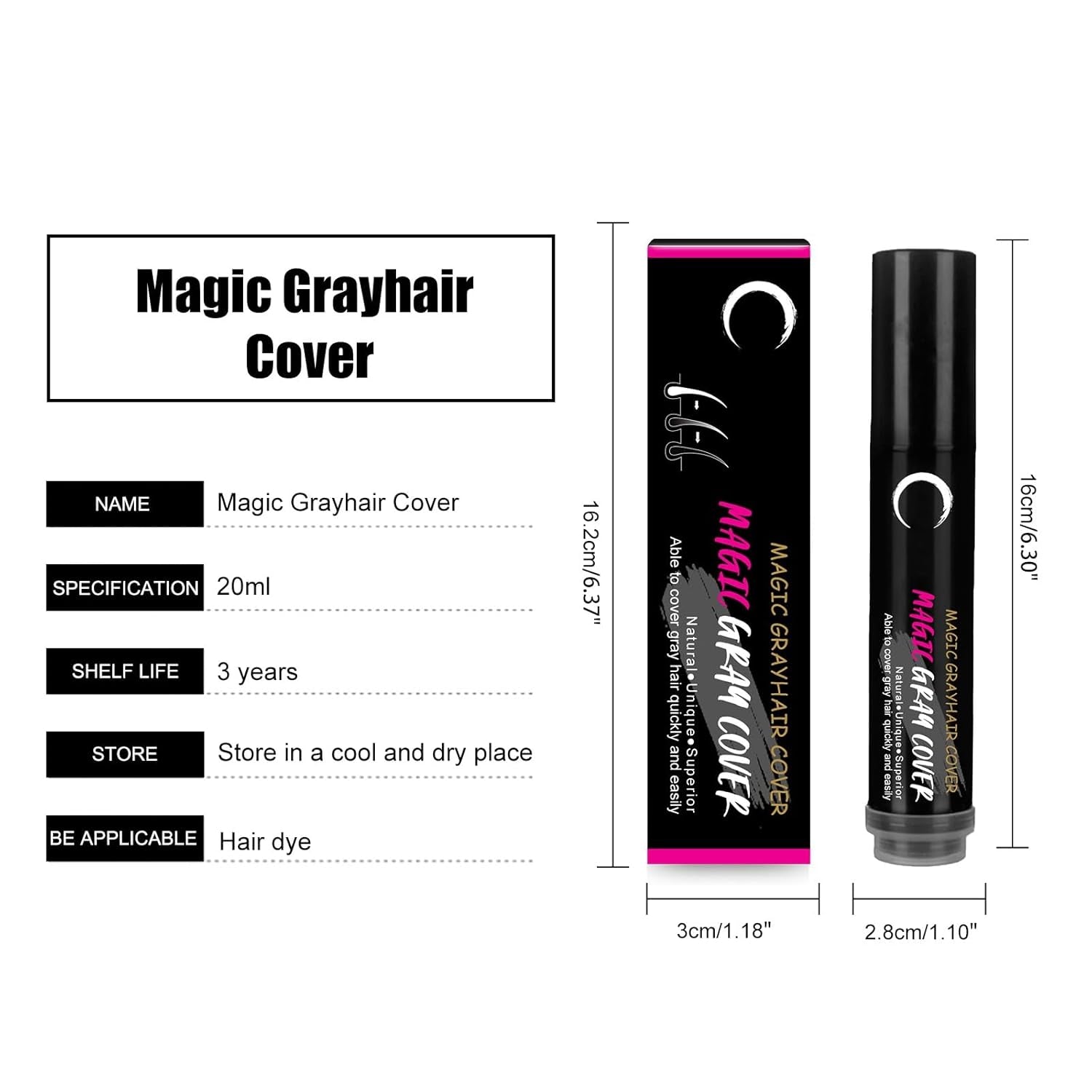 Penna per tintura per capelli usa e getta marrone nero Copertura istantanea per radice grigia Penna per stick color crema per capelli Copertura temporanea veloce Capelli bianchi Tintura per capelli Naty Shop