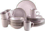 Set di stoviglie moderno per 6 persone con bordo in ottone, servizio combinato a forma di tazza senza bordo da 24 pezzi, lavanda