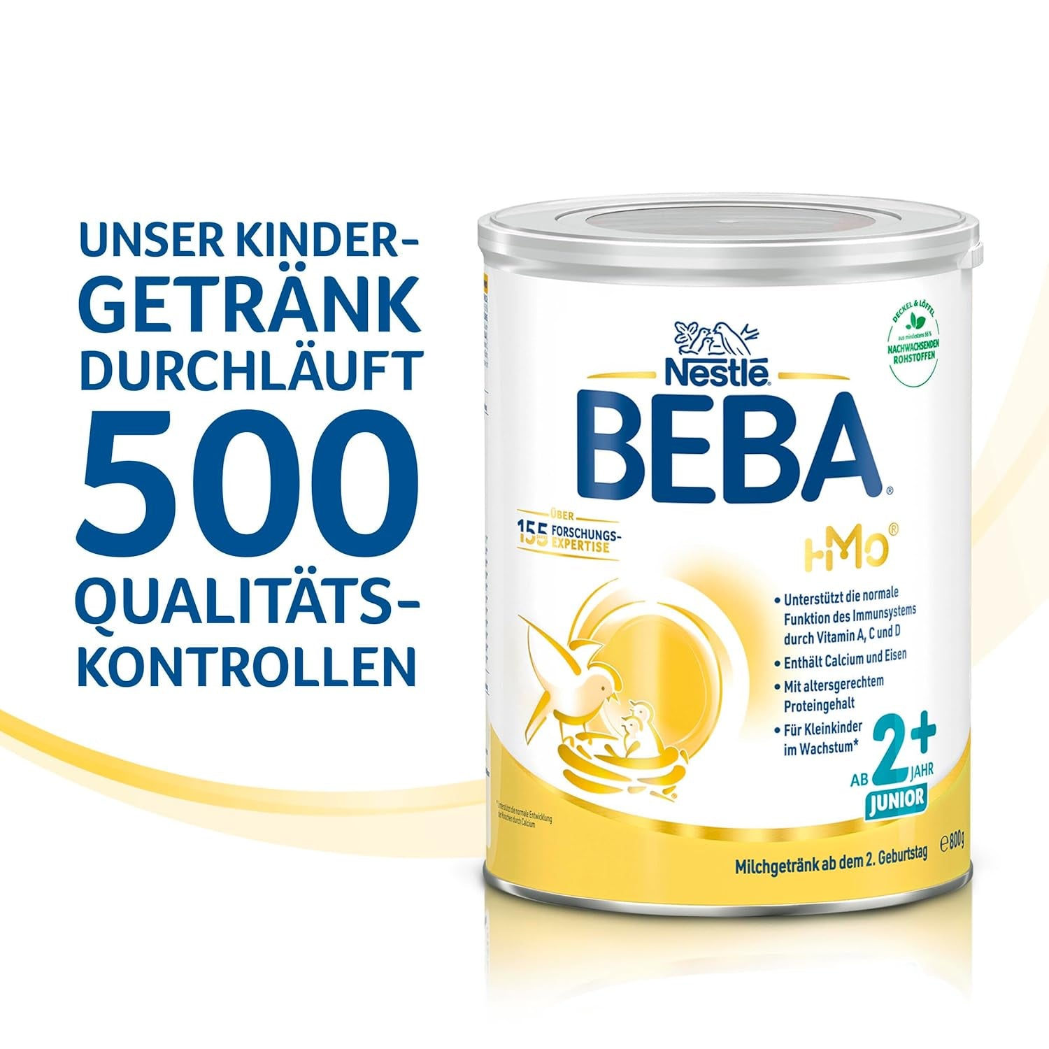 BEBA Junior 2+ bevanda a base di latte a partire da 2 anni, Con HMO, Contenuto proteico adatto all'età, Solo lattosio, Senza olio di palma, Senza olio di pesce, Alimenti per bambini, Latte in polvere per bambini, Confezione da 6 (6 x 800 g)