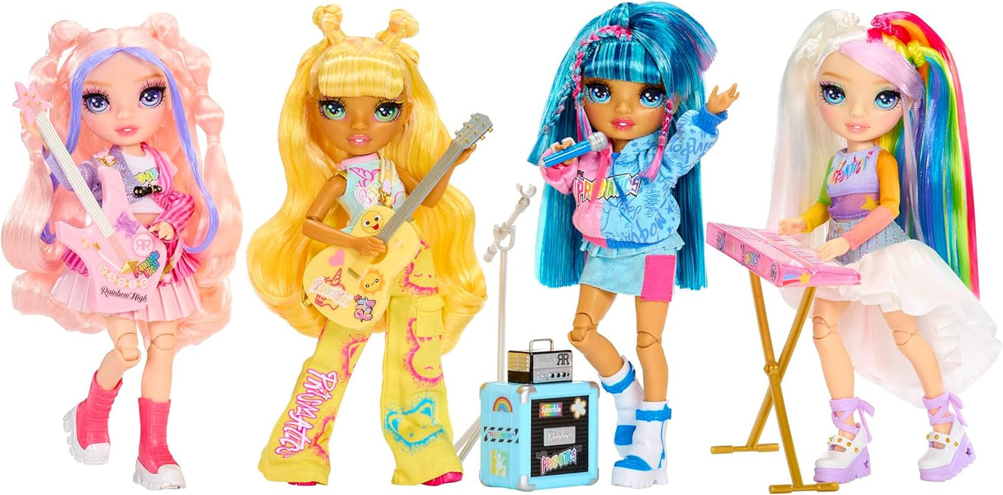 Rainbow High Junior High Rock Band - Amaya, Rainbow Colors - Bambola alla moda da 23 cm con tastiera, personalizzabile con adesivi, articolata, simpatico giocattolo per bambini dai 4 anni in su