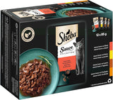 Sheba Sauce Collection Cibo umido per gatti, bustine porzionate, confezione multipla salata, 4x12x85g