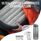 Sea to Summit - Cuscino da viaggio Eros Down L - Ultraleggero e gonfiabile - Materiale 10D - Cuscino in piuma Premium - Antiscivolo - Per escursionismo e campeggio - 42 X 28 X 12 cm - Grigio - 95 G Naty Shop Cuscini da viaggio