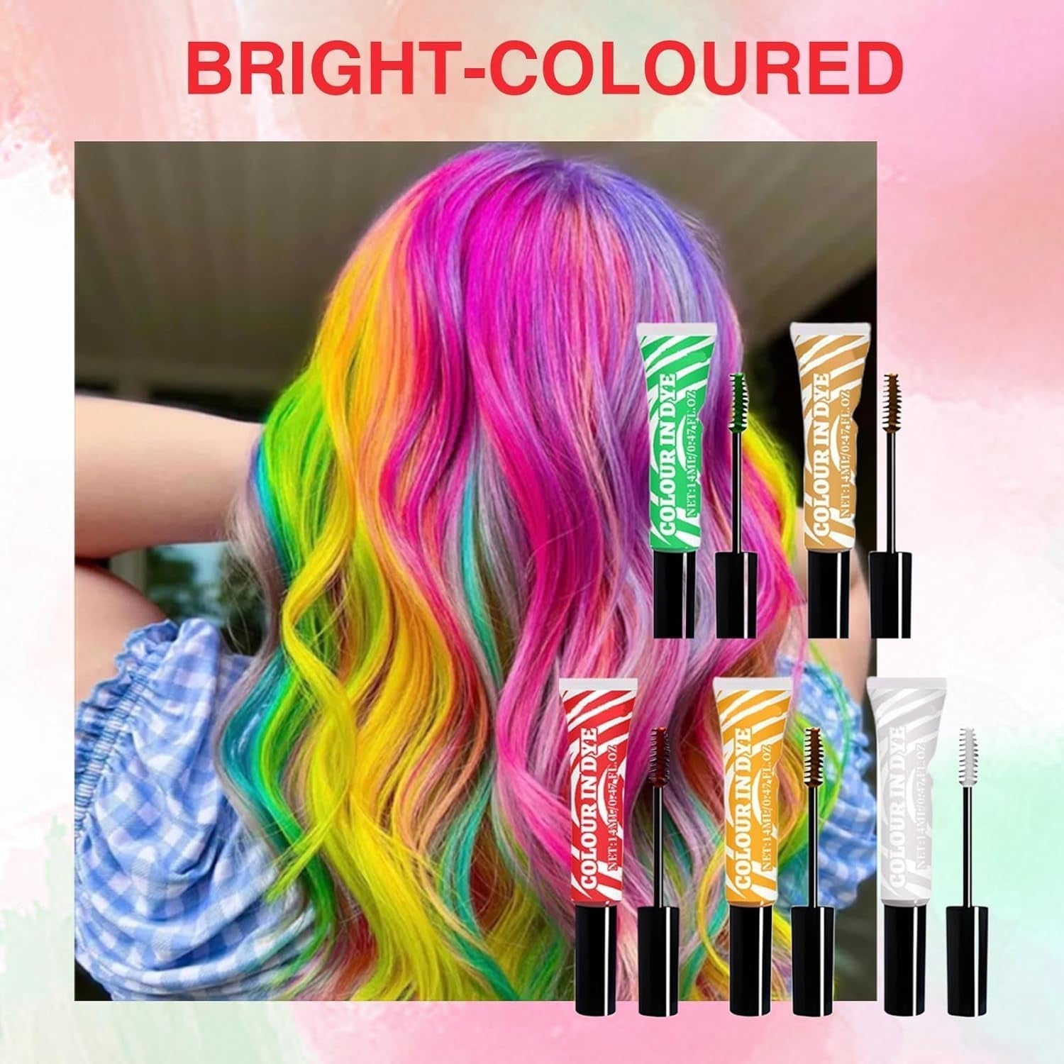 Tintura per capelli temporanea per bambini, 5 colori, lavabile, mascara, gesso per capelli, tintura per capelli Naty Shop
