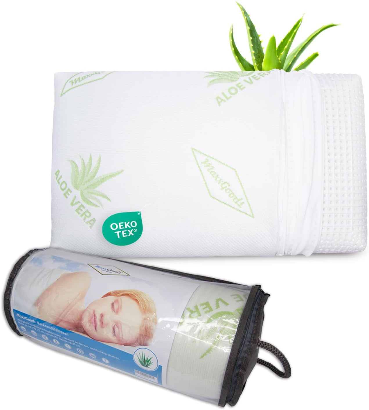 Maxxgoods Cuscino Ortopedico Cuscino di Supporto per Collo in Schiuma di Gel Visco con Fodera Protettiva in Aloe Vera e Fodera Interna in Cotone 100% - Cuscino per Pancia, Schiena e Chi Dorme sul fianco (42 Cm X 70 Cm X 12 Cm) Naty Shop Cuscini Ortopedici Cervicali 42 X 70 X 12 cm