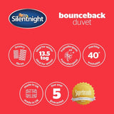 Piumino elasticizzato Silentnight, 13,5 tog, king size, tessuto misto cotone, bianco, king size Piumini e trapunte Naty Shop