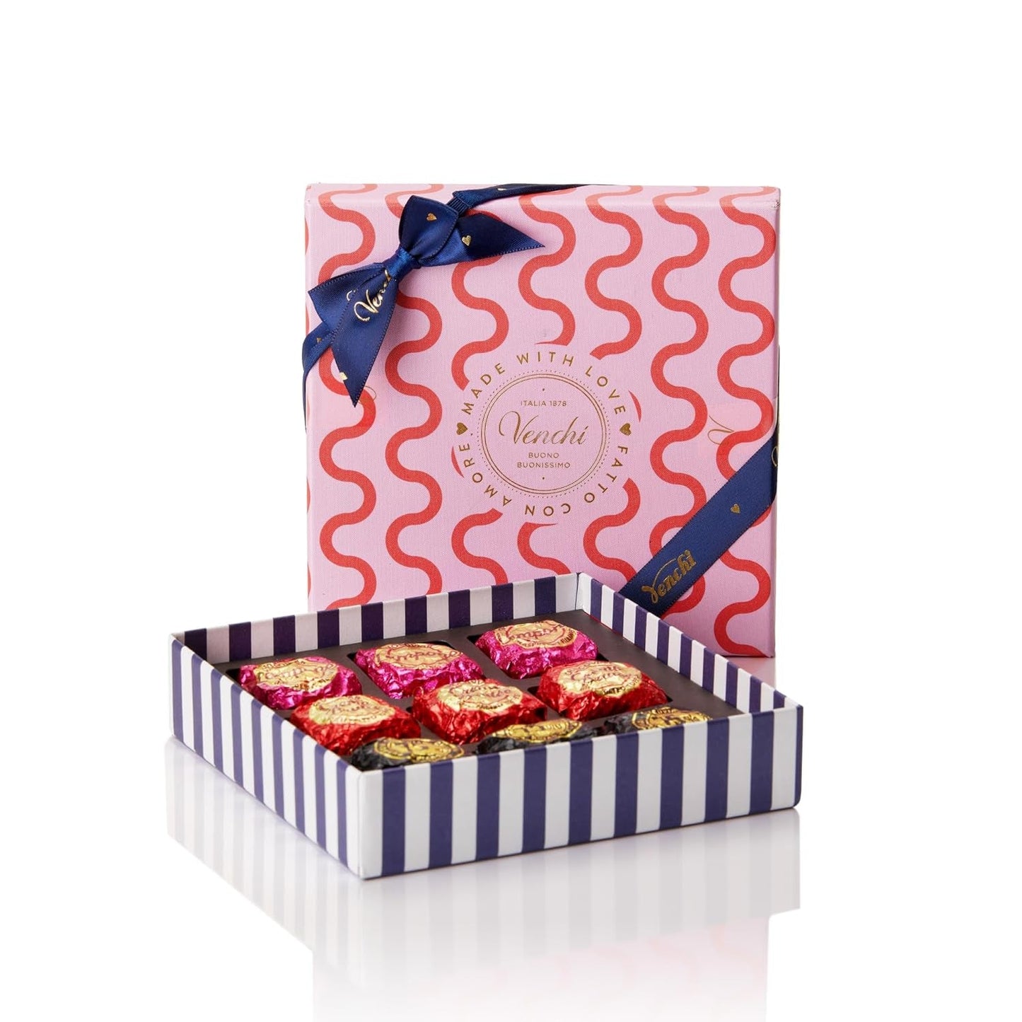 Venchi - Scatola da 9 Cioccolatini Assortiti, 175g, Senza Glutine, Senza Coloranti né Conservanti, Idea Regalo San Valentino