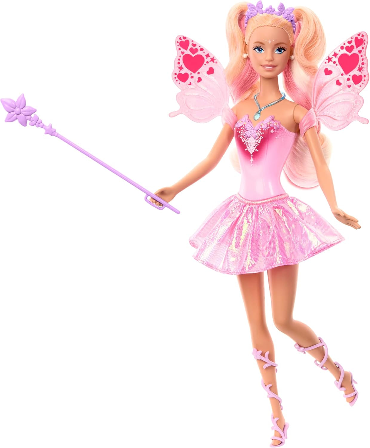 Mattel Barbie Fata con bacchetta giocattolo e accessori moda, tema fantastico con ali e vestito che cambia colore, JCP76, [Multicolore] Naty Shop Dolls Titolo predefinito