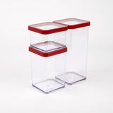 Rotho Loft Set di 5 barattoli con coperchio, varie dimensioni, plastica alimentare (PP) senza BPA, trasparente/rosso, (21,4 x 21,4 x 23,5 cm) Naty Shop Set di 3 contenitori per alimenti (1X 0,5 L + 1X 1,0 L + 1X 1,5 L)