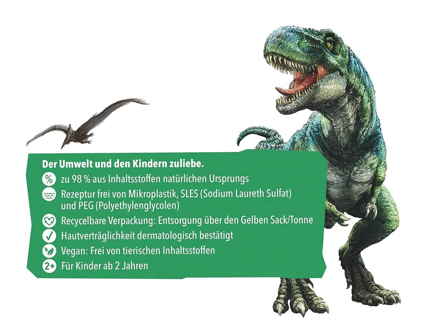 Tetesept Kids Dino - additivo da bagno per bambini, schiuma, colora il verde acqua, 40 ml Naty Shop