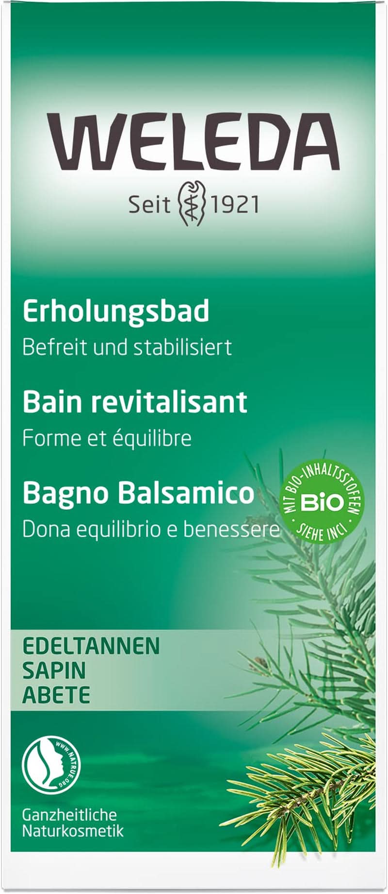 WELEDA, cosmetici naturali Essenza da bagno biologica con oli essenziali di abete rosso e bianco per il relax e la cura, additivo da bagno per la forza interiore, 200 ml Doccia e bagno Naty Shop