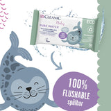 Salviettine umidificate Cleanic Baby Eco Pure Water – (1 x 50 pz.) Salviette umidificate per bambini e neonati – senza profumo, lavabili, pelle sensibile – 50 pz.