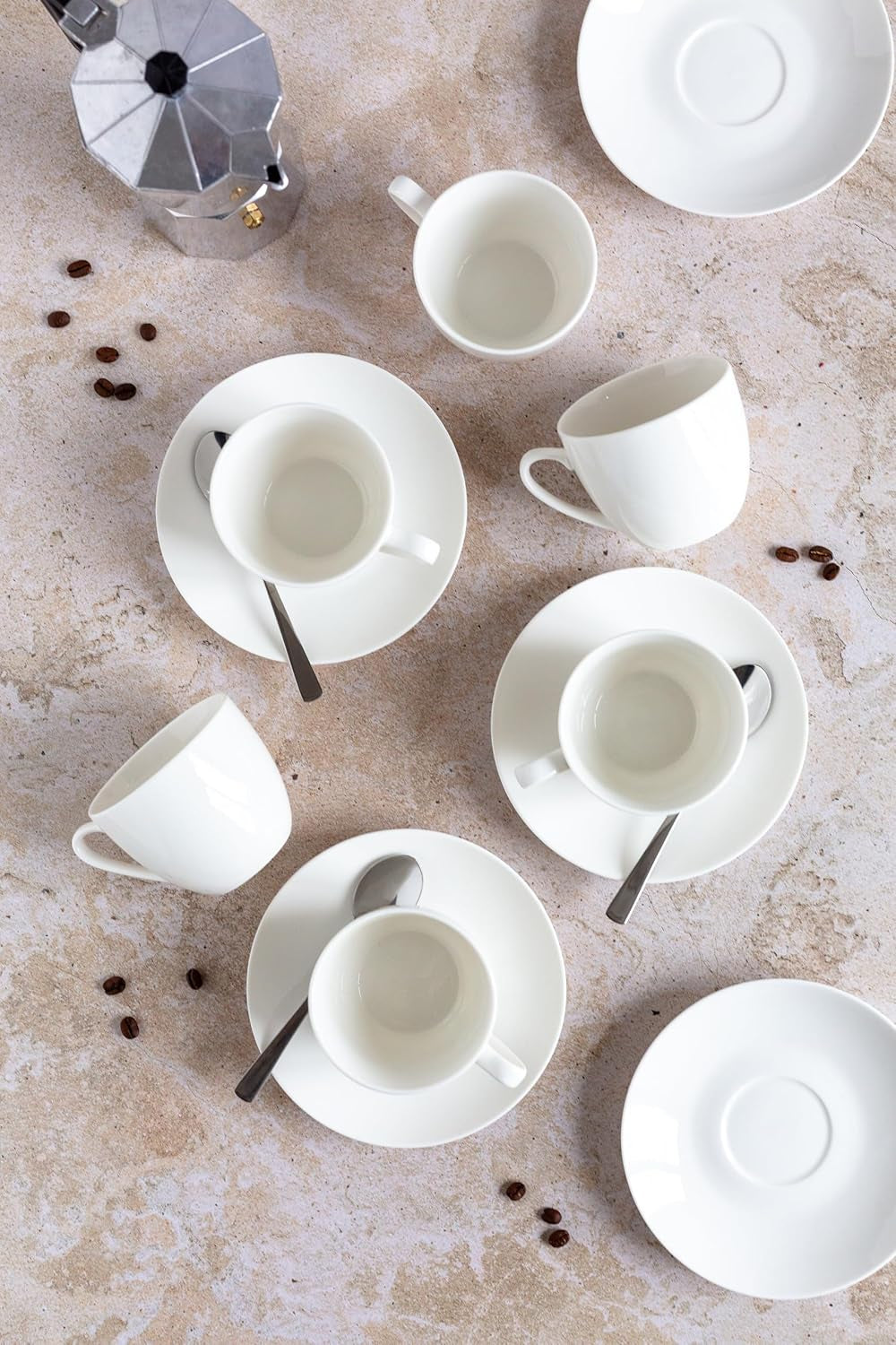 MÄSER 934105 Serie Belmira, Servizio da caffè Classico per 6, Servizio da caffè da 18 pezzi, Senza tempo, Elegante, Delicato, Porcellana, Bianco