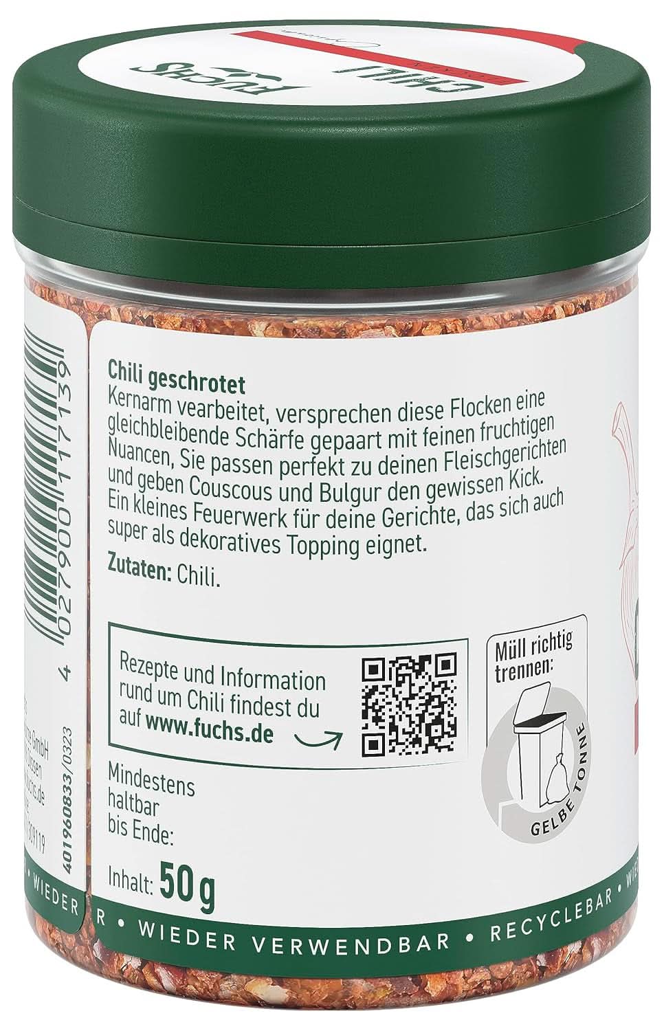 Fuchs Peperoncino in scaglie, 50 grammi Condimenti Naty Shop