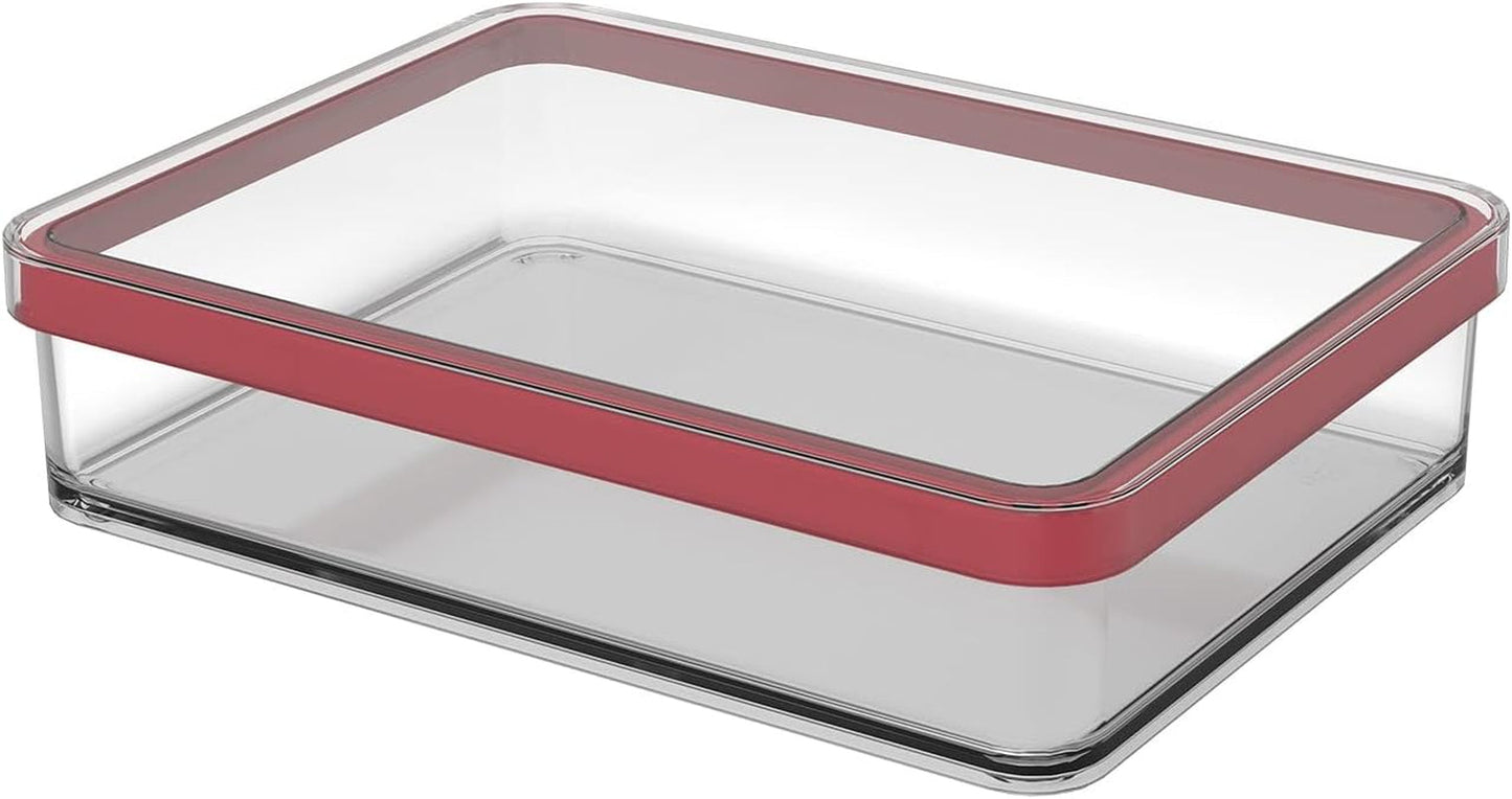 Rotho Loft Set di 5 Barattoli con Coperchio, Varie Misure, Plastica Alimentare (PP) Senza BPA, Trasparente/Rosso, (21,4 x 21,4 x 23,5 cm) Naty Shop Scatole per Alimenti 1 L di Larghezza