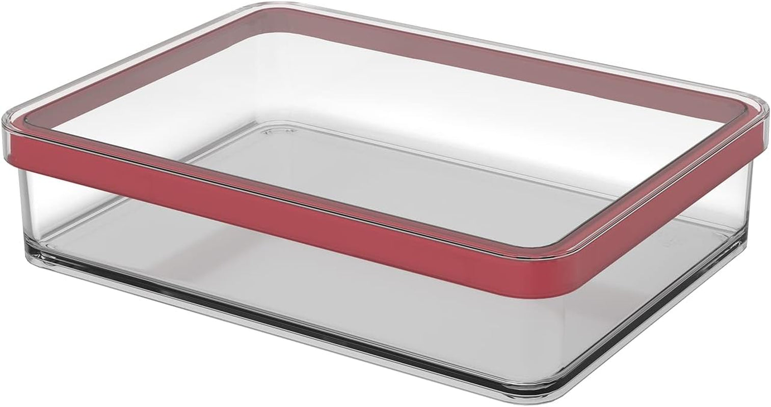 Rotho Loft Set di 5 Barattoli con Coperchio, Varie Misure, Plastica Alimentare (PP) Senza BPA, Trasparente/Rosso, (21,4 x 21,4 x 23,5 cm) Naty Shop Scatole per Alimenti 1 L di Larghezza