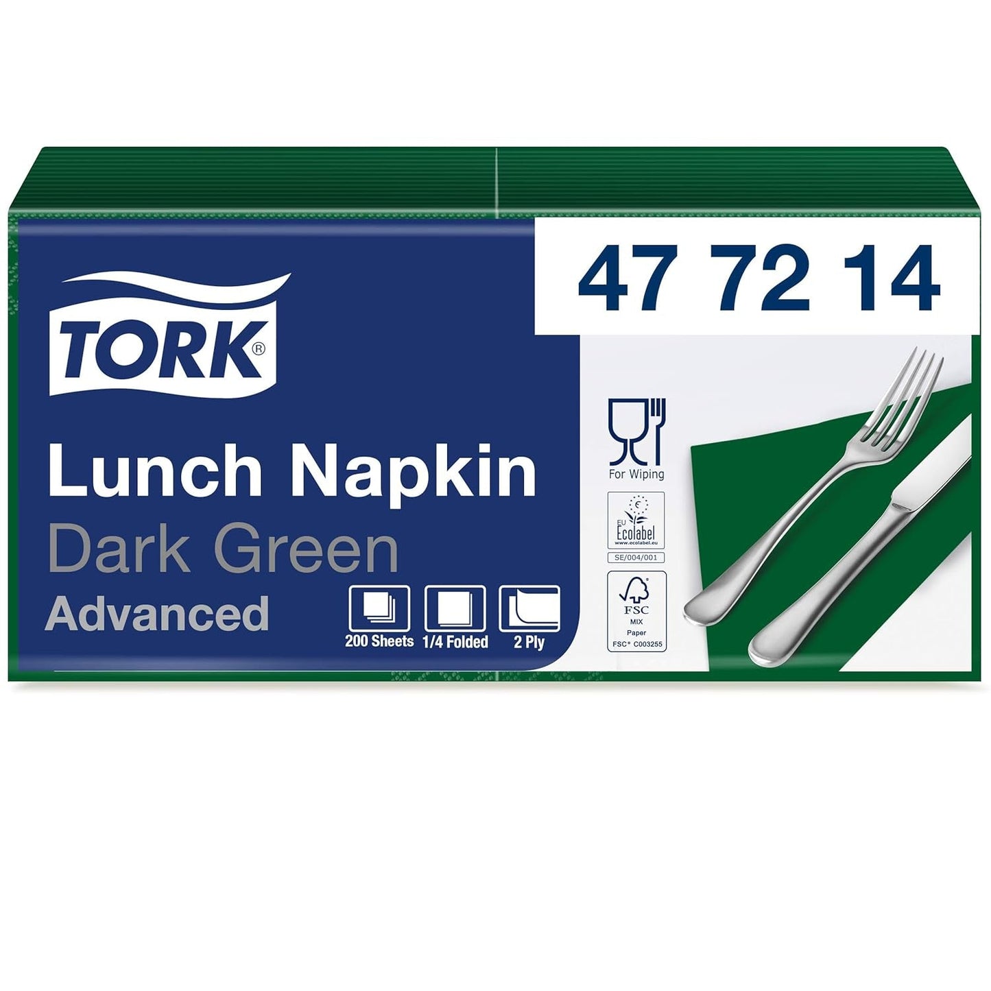 Tork 477840 Tovaglioli pranzo color lime / Tovaglioli a 2 veli per piccoli pasti o snack / Qualità avanzata / Tovaglioli di carta 10 X 200 (2000) / 32,6 X 33 cm (L X P) / Piega 1/4