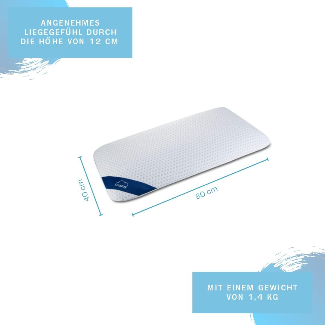 Cuscino in schiuma Genius Eazzzy 40X80 Cm altezza 10 Cm - Cuscino di sostegno per il collo con 2 gradi di durezza + schiuma gel rinfrescante - Cuscino per chi dorme sul fianco, sulla schiena e sullo stomaco contro il dolore al collo, poliestere Naty Shop cuscini standard