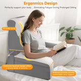 Ampio cuscino da lettura con supporto per collo e braccioli removibili, cuscino schienale per letto, cuscino schienale ergonomico con bracciolo, tasca e fodera lavabile per leggere e guardare la TV.