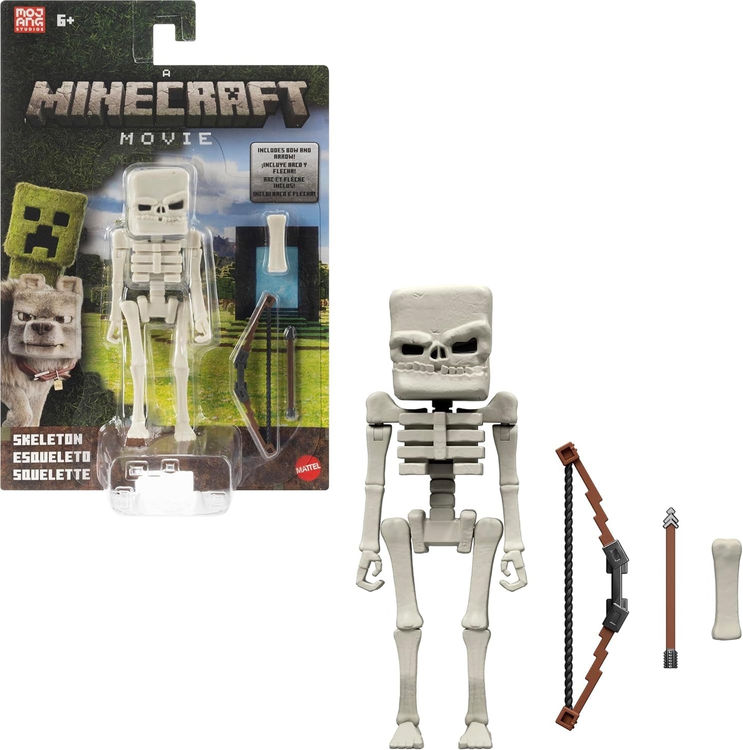 Mattel Minecraft Story Set con 4 action figure e 3 accessori Incontri nell'Overworld Set Minecraft Giocattolo da collezione ispirato al film JFR70 Action Figure Naty Shop Skeleton