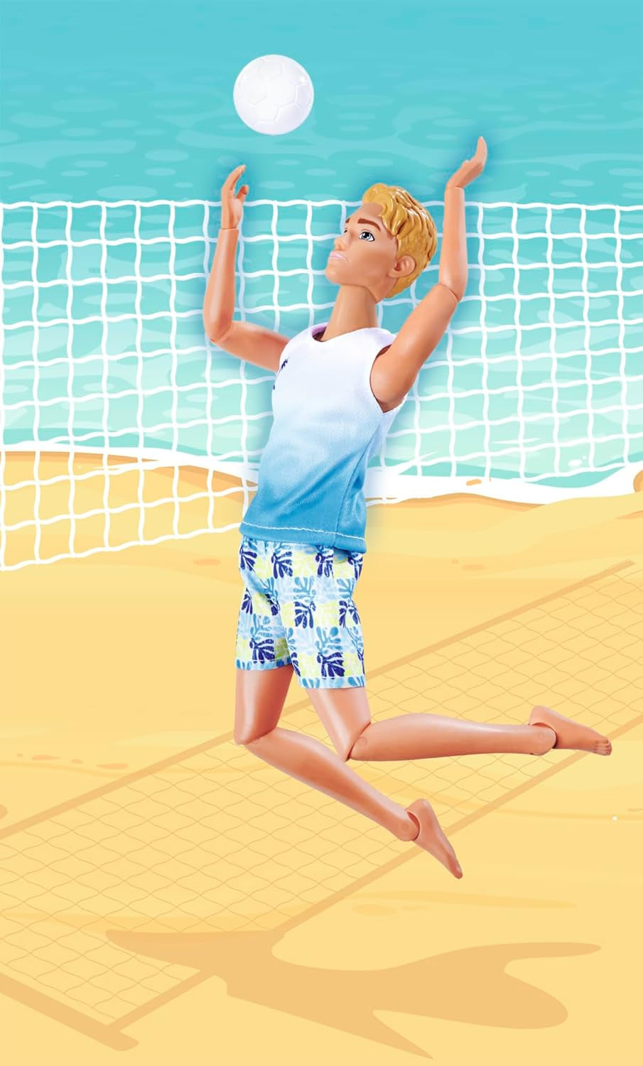 Steffi Love Beach Kevin, Kevin in costume da bagno con maglietta e pallavolo, bambola da gioco completamente mobile, 30 cm, da 3 anni, bianca Naty Shop Dolls